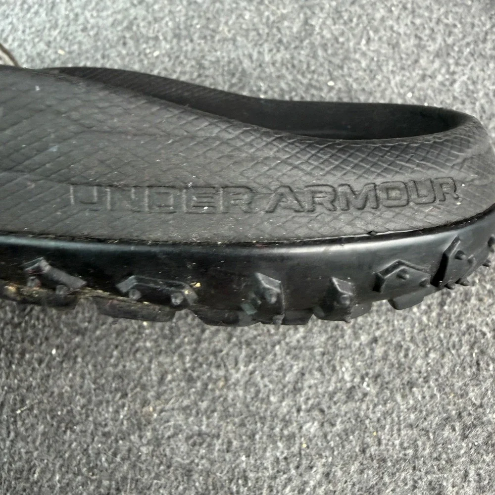 Under Armour Project Rock Slides Black Leather Michelin Sole Sandals 3023762-001